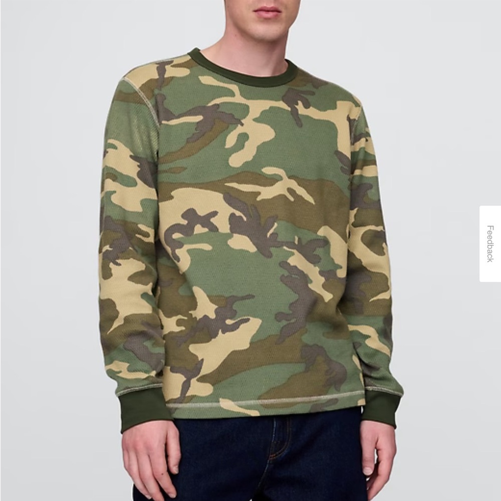 GAP Camouflage Green Heavyweight Thermal Sweater Men’s Size Large